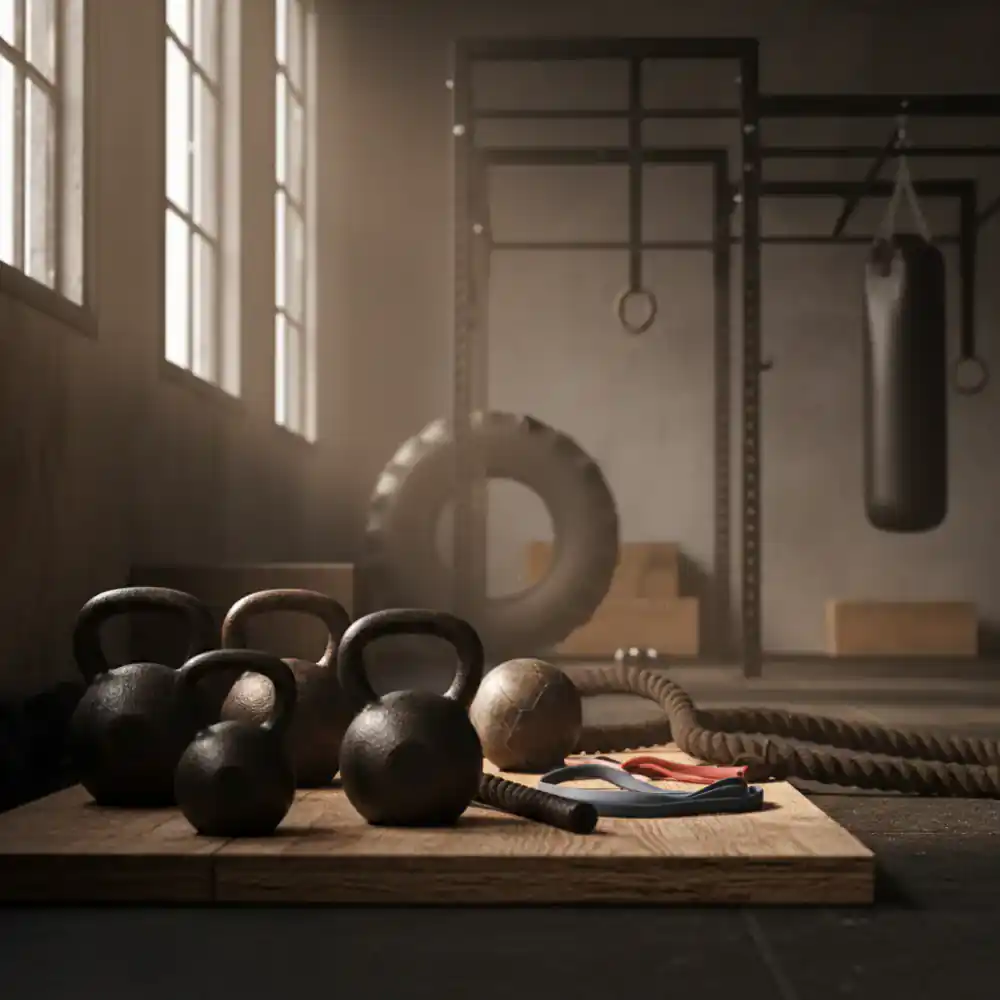 Kettlebells and conditioning equipment
