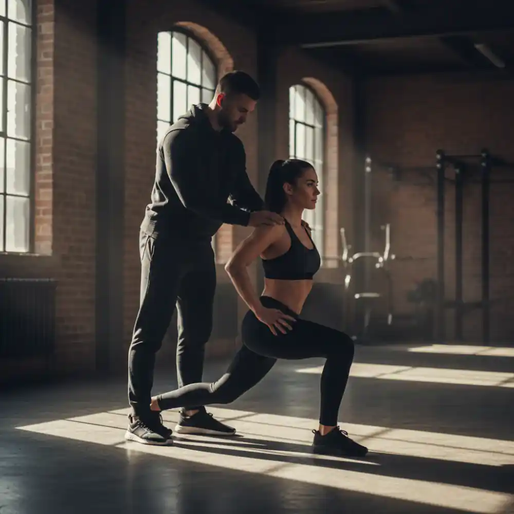 Coach adjusting athlete's posture