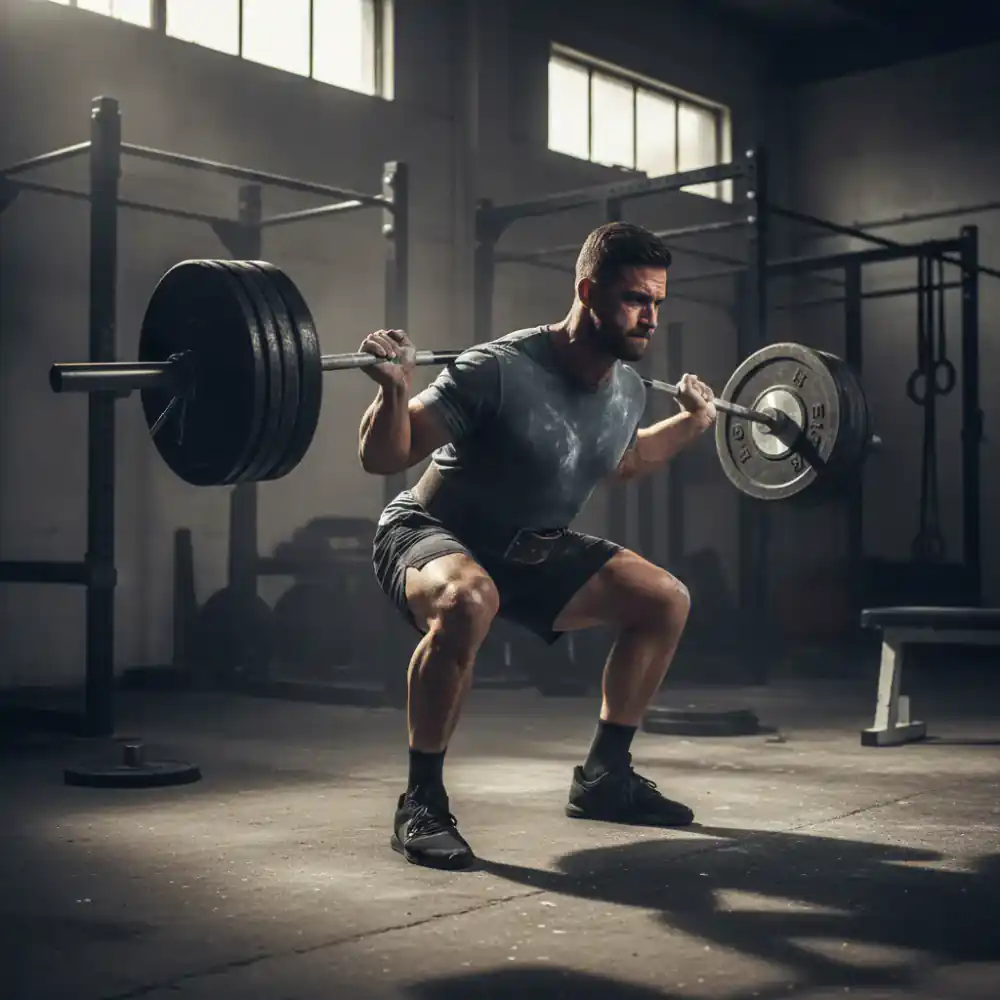 Powerlifter squatting heavy weight
