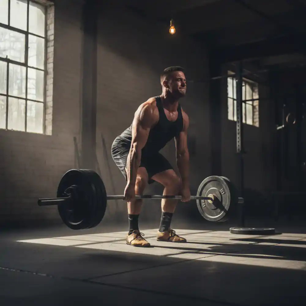 Athlete performing a heavy deadlift